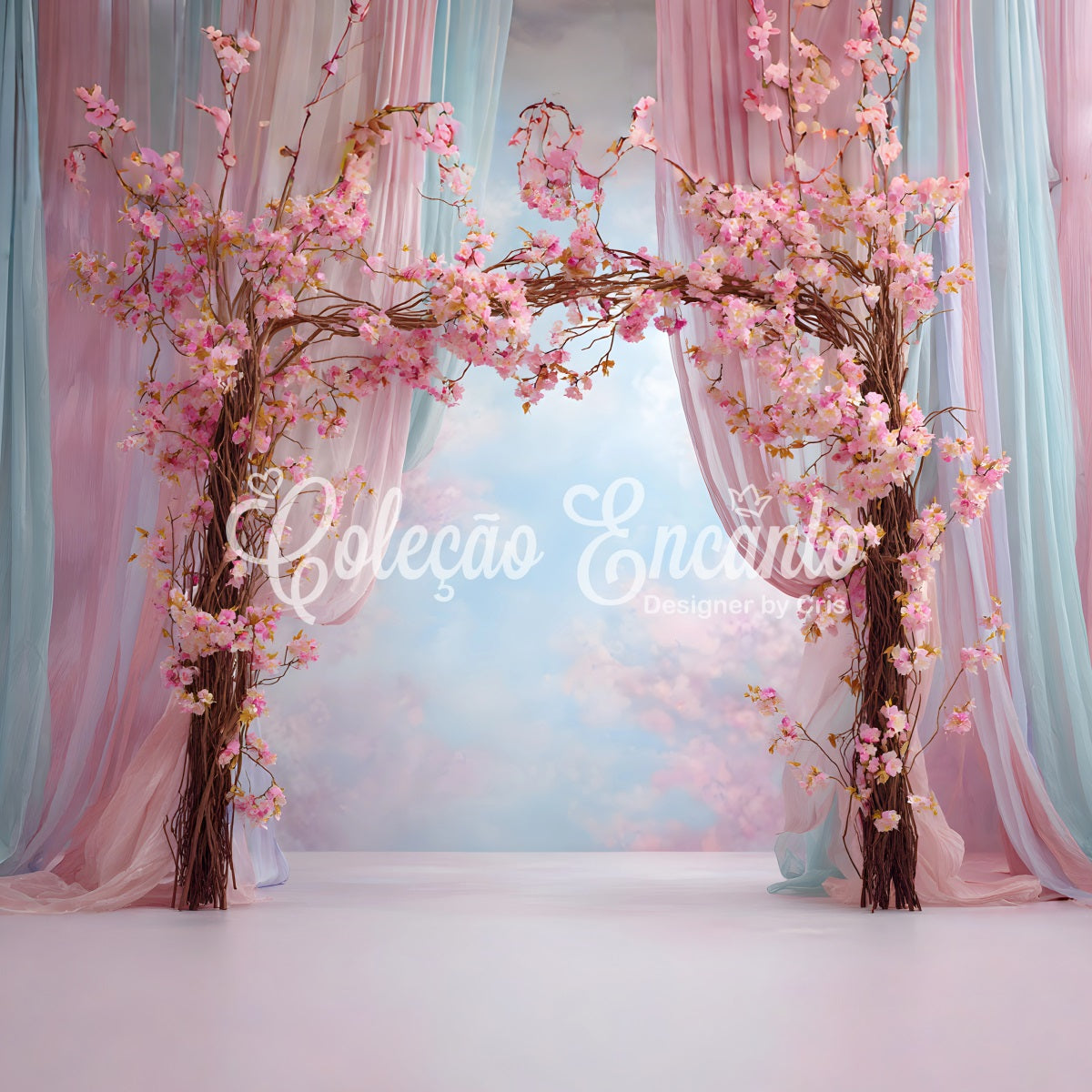 Hintergrund für den Muttertag Rosa Blütenbogen-Vorhang Ideen für Fotohintergründe zum Muttertag von Magali