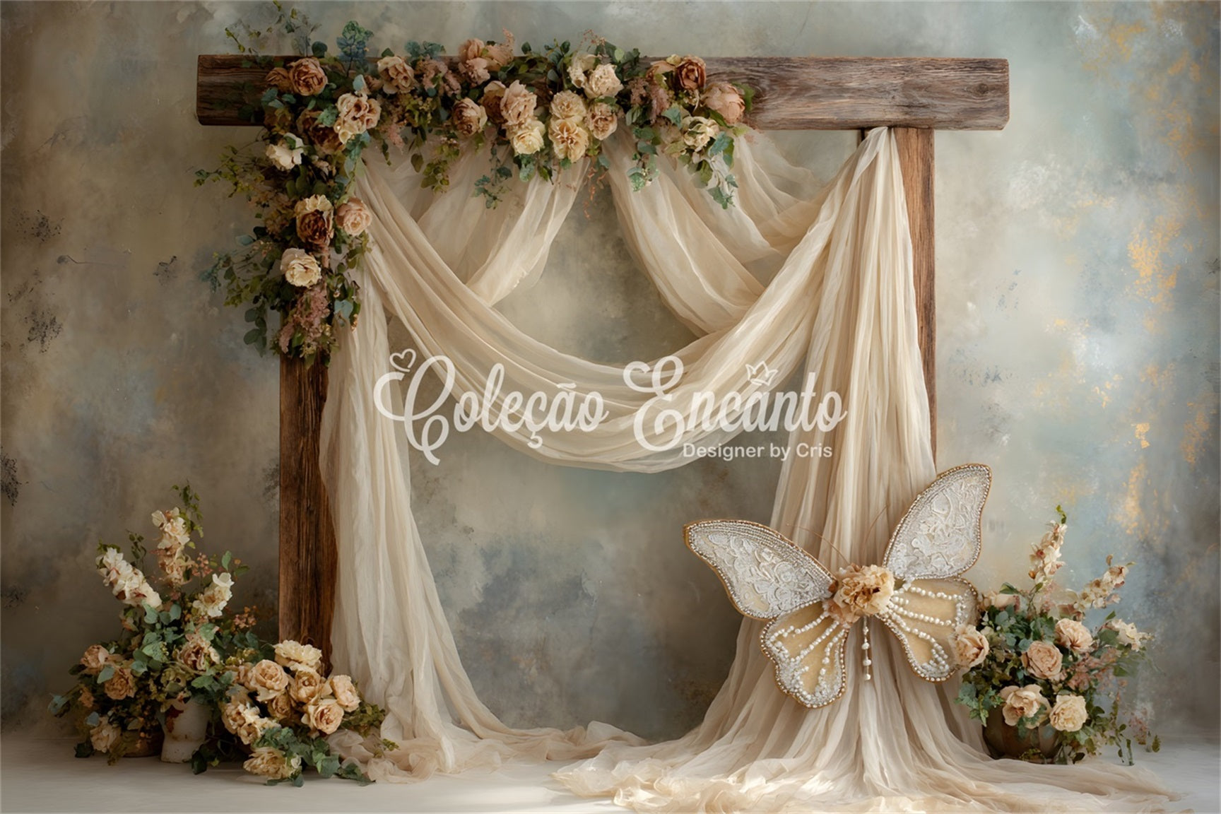 Fotohintergründe für den Muttertag Rustikaler Holzbogen Blumen Muttertags-Blumenhintergrund Von Magali