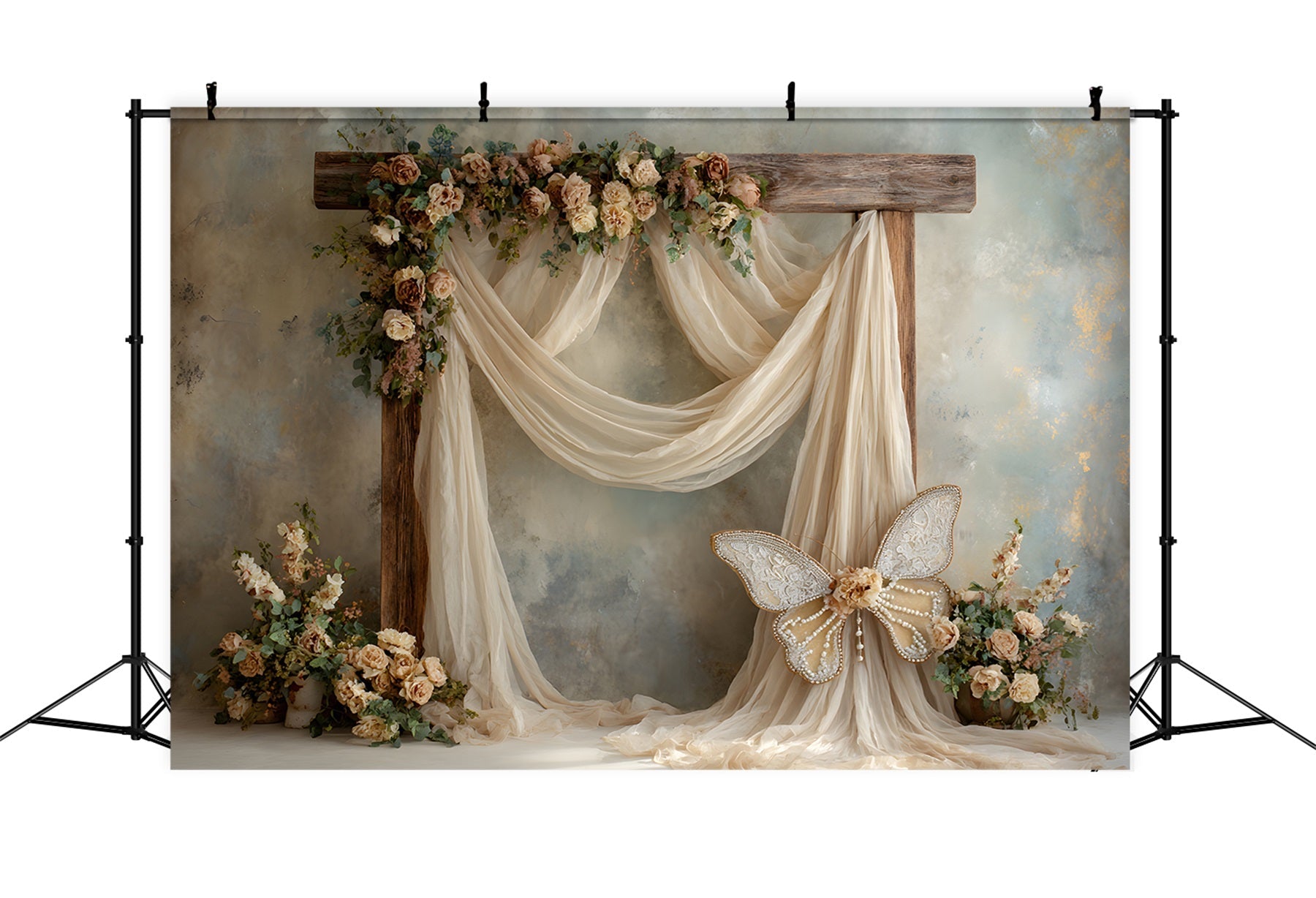 Fotohintergründe für den Muttertag Rustikaler Holzbogen Blumen Muttertags-Blumenhintergrund Von Magali