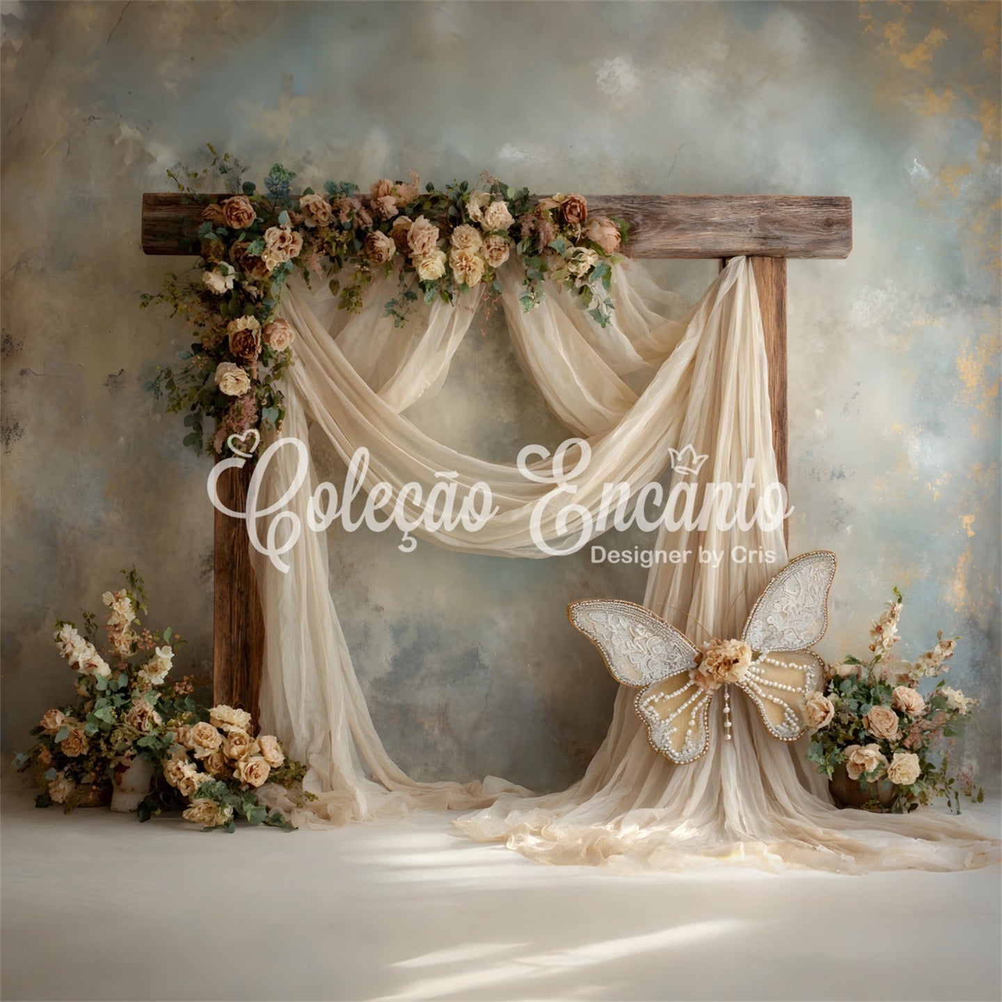 Fotohintergründe für den Muttertag Rustikaler Holzbogen Blumen Muttertags-Blumenhintergrund Von Magali