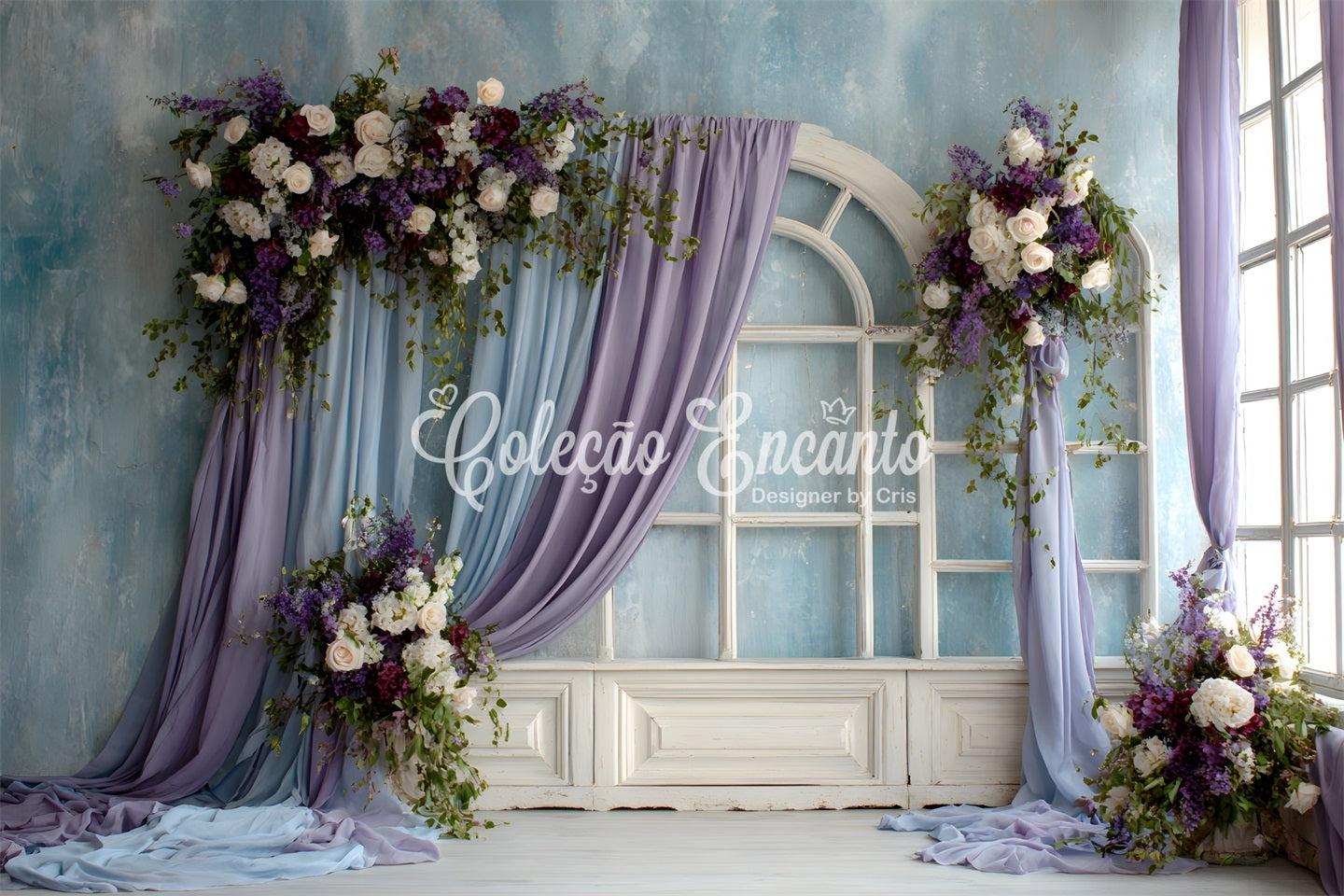 Hintergrund für Fotoshooting zum Muttertag Lavendelfarbener Blumenbogen Hintergrund für Fotoshooting zum Muttertag von Magali