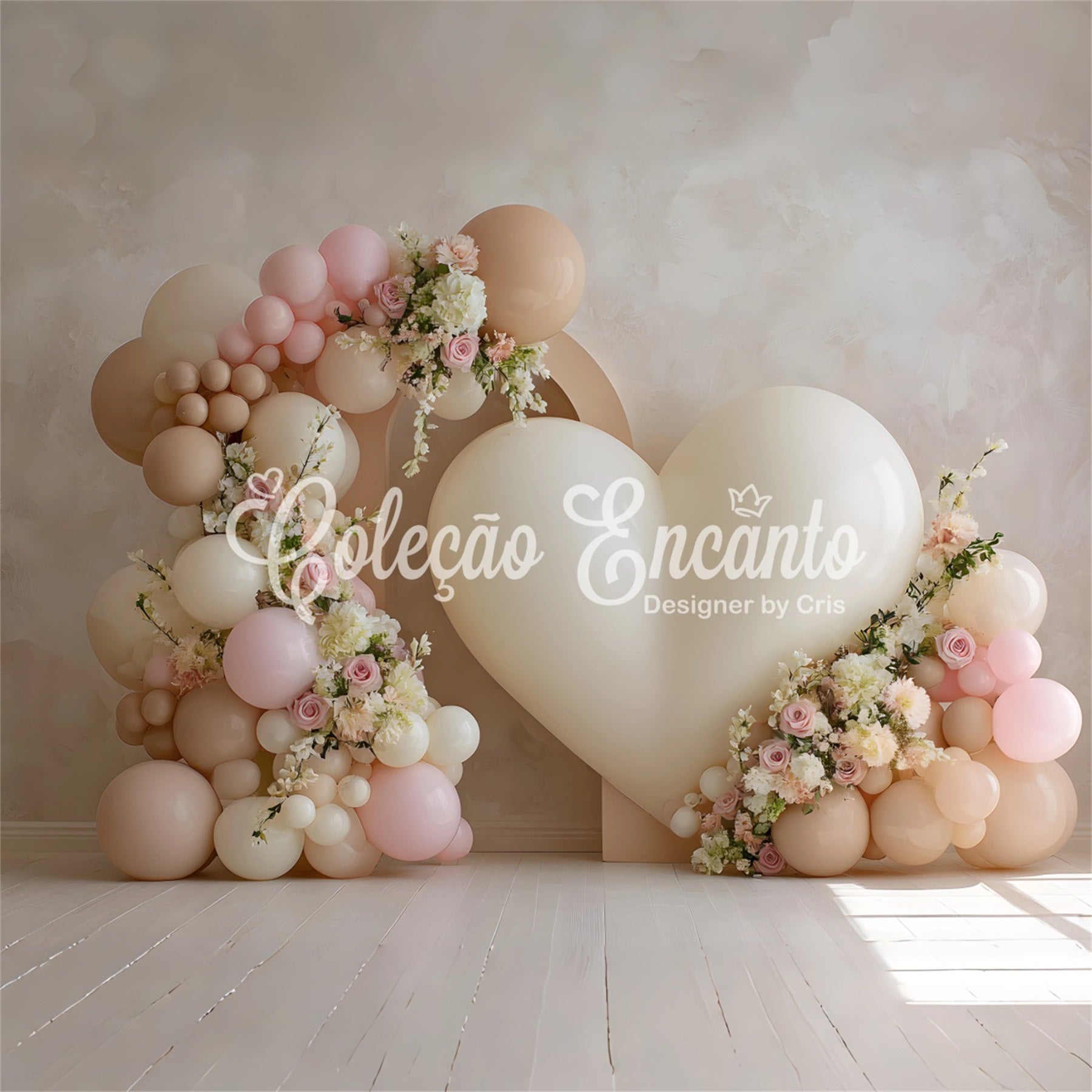 Ballon-Hintergrund für den Muttertag Liebesherz Rosen Blumen Fotokabine Hintergrund für den Muttertag von Magali