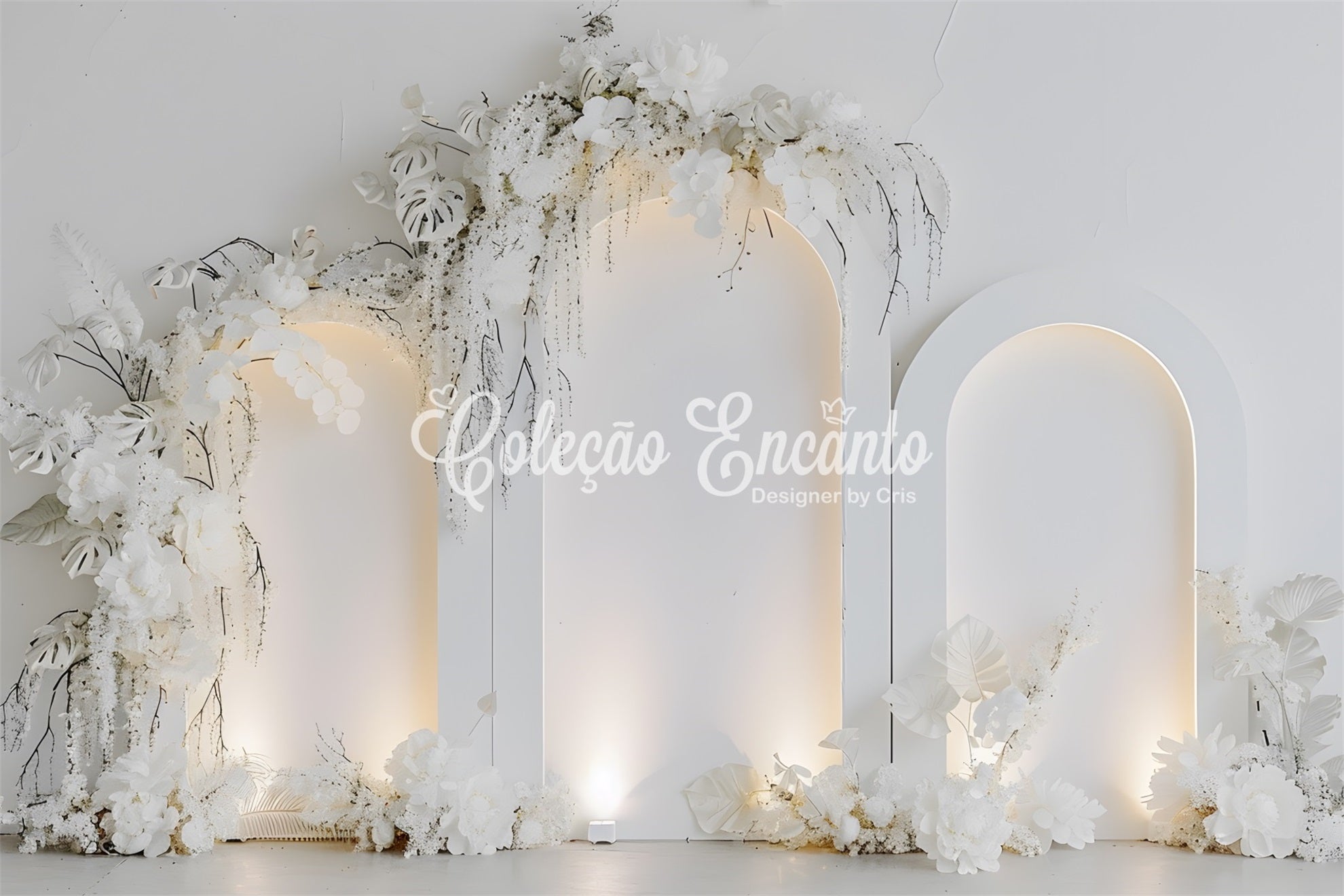 Fotohintergründe zum Muttertag Zarte weiß-goldene Blumenpracht Hintergrund zum Muttertag von Magali