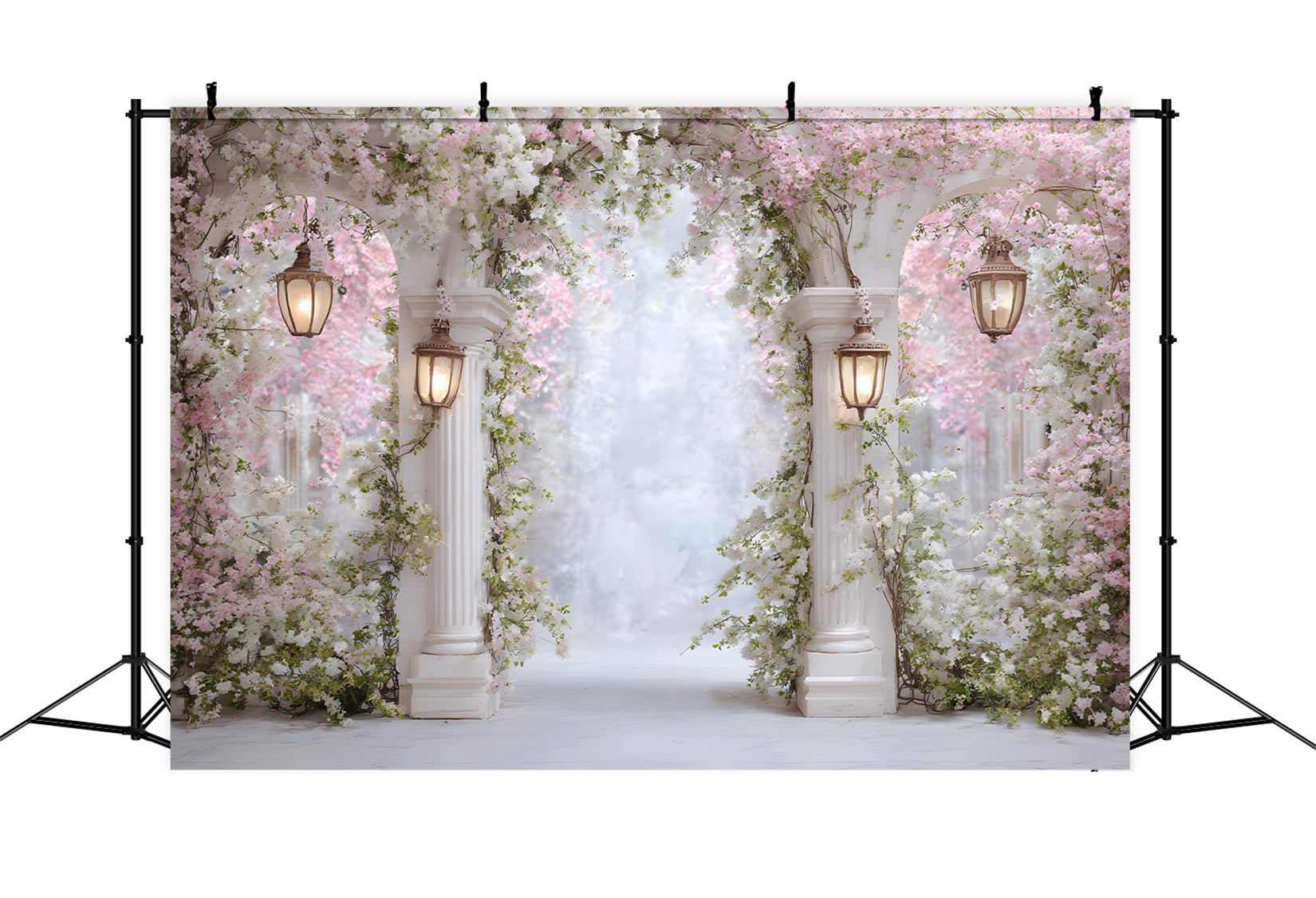 Hintergrund für Fotokabine zum Muttertag Zartrosa Blütenpfeiler Hintergrund für Fotokabine zum Muttertag von Magali