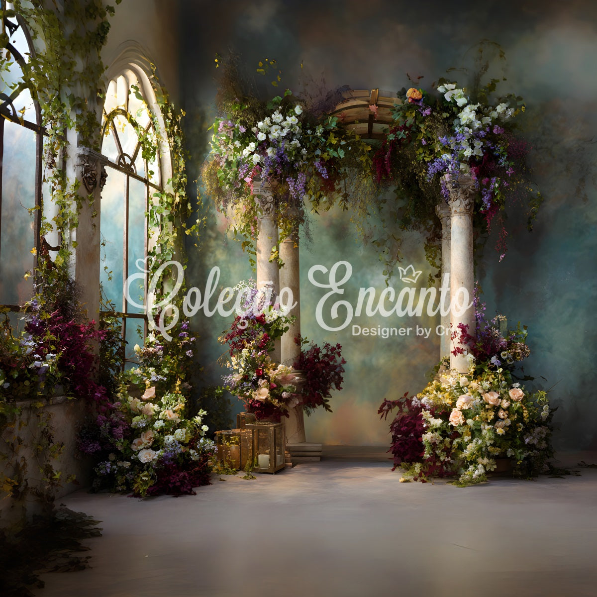 Fotokulisse zum Muttertag Romantisches rosa Blumenportal Fotokulissen für die Fotobox zum Muttertag von Magali