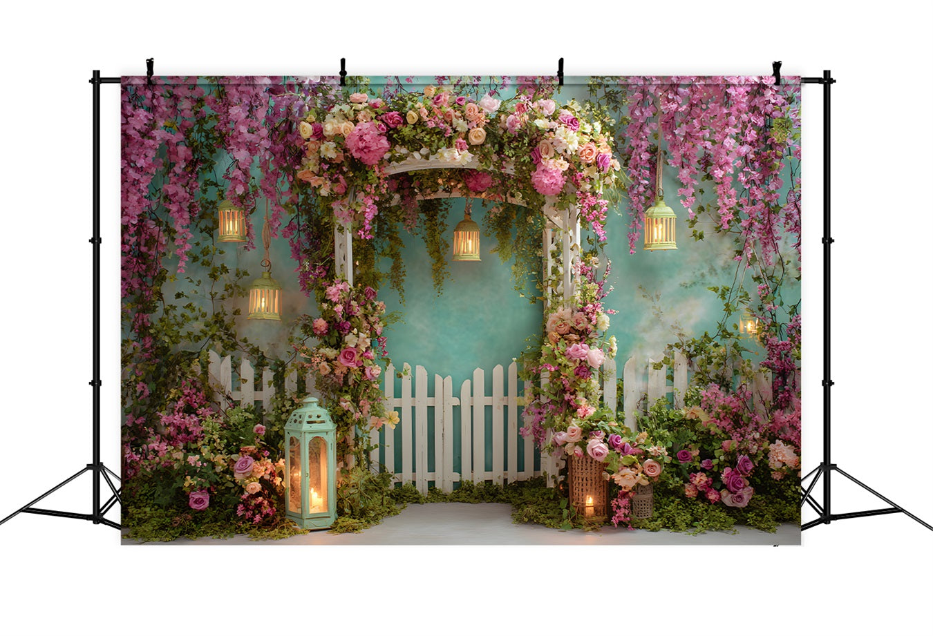 Fotokulissen zum Muttertag Vintage-Laternen Blüteneingang Fotokulissenideen zum Muttertag von Magali