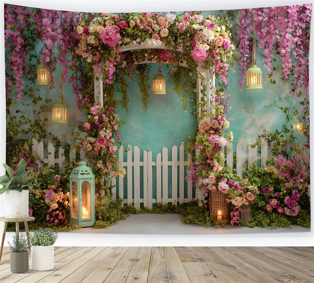 Fotokulissen zum Muttertag Vintage-Laternen Blüteneingang Fotokulissenideen zum Muttertag von Magali