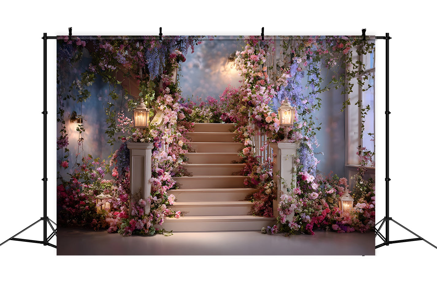 Muttertags-Hintergrunddesign Mit Blumen geschmückte Vintage-Veranda Einfacher Muttertags-Hintergrund von Magali