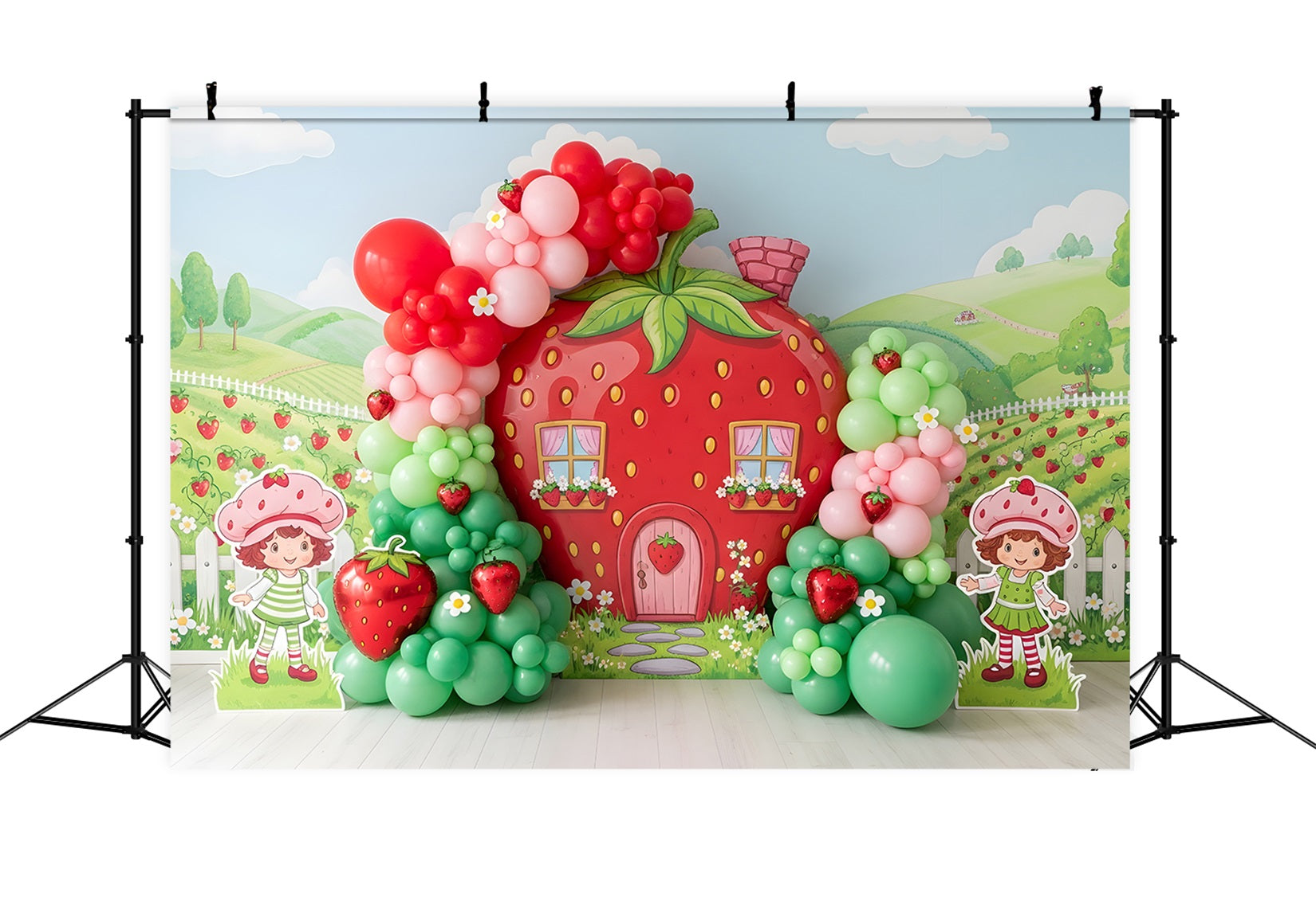 Erdbeer Cottage Ballongarten Baby Fotohintergrund Kinder Hintergrund CEM65-10