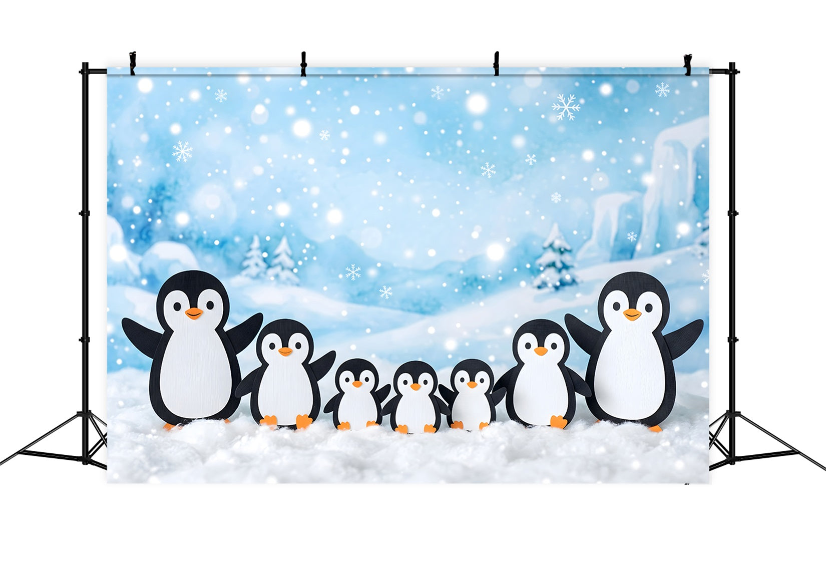 Winter Fotohintergrund Schnee Pinguin Familie Winter Wonderland Szene CEM65-101