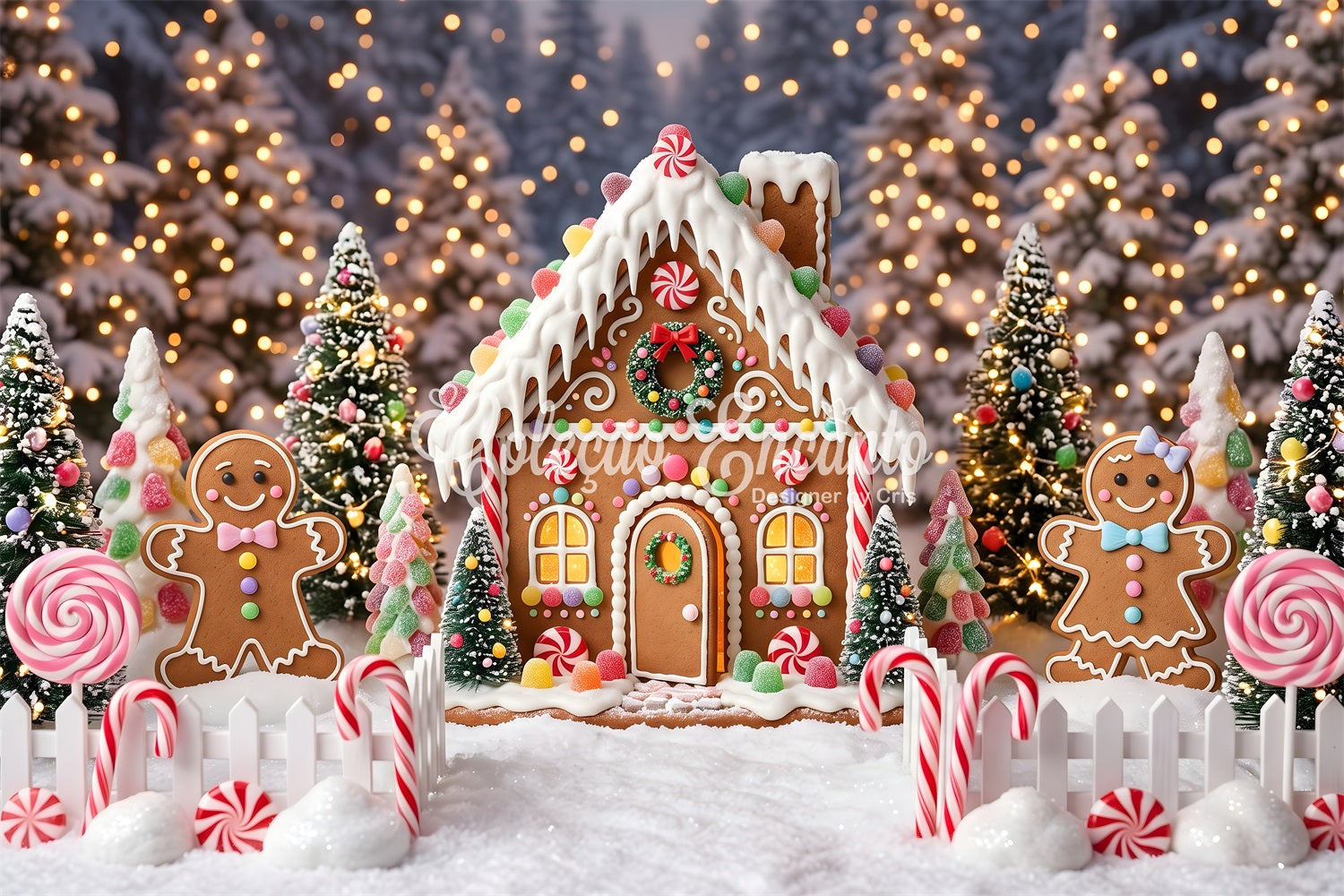 Winter Wonderland Szene Lebkuchen Wald Hütte Festliche Stimmung CEM65-106