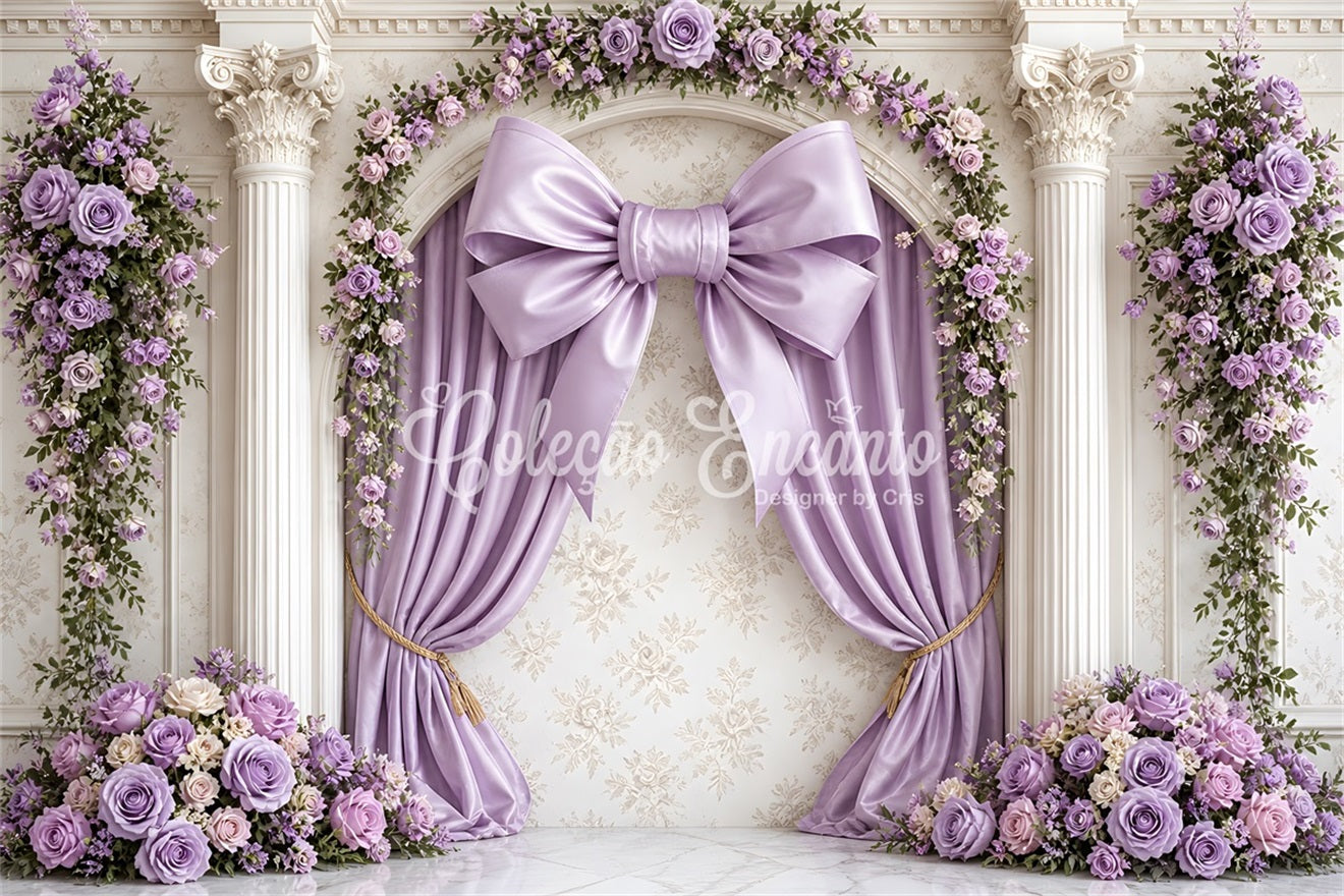 Lavendel Schleife Blumenpalast Baby Fotohintergrund Kinder Kulisse CEM65-13