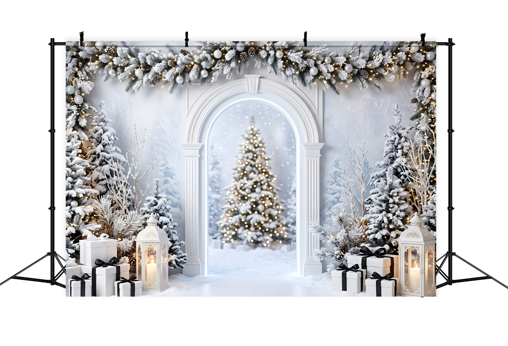 Studio Bogen Szene Schnee Weiß Laternen Geschenke CEM65-135
