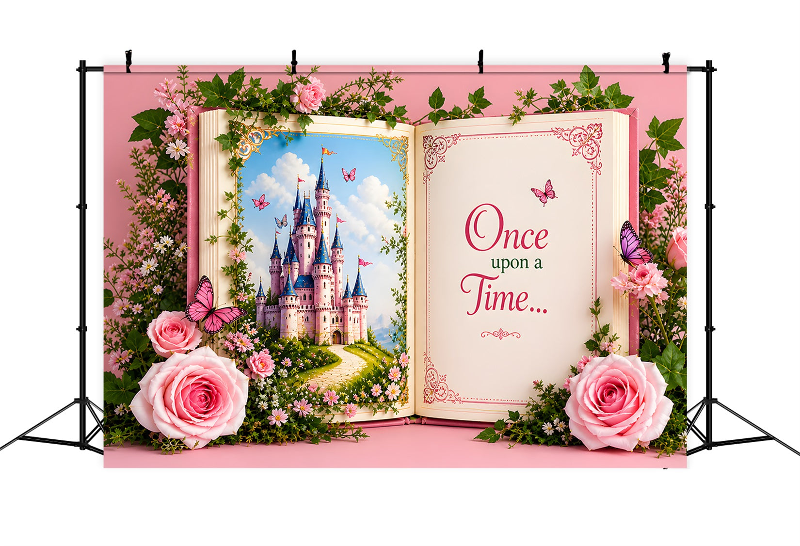 Märchenschloss Rosen Baby Fotohintergrund Kinder Fotokulisse CEM65-15