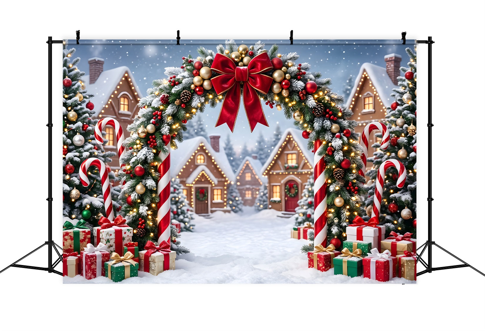 Landhaus Winter Szene Candy Bogen Hütte Lichter Fotografie CEM65-162