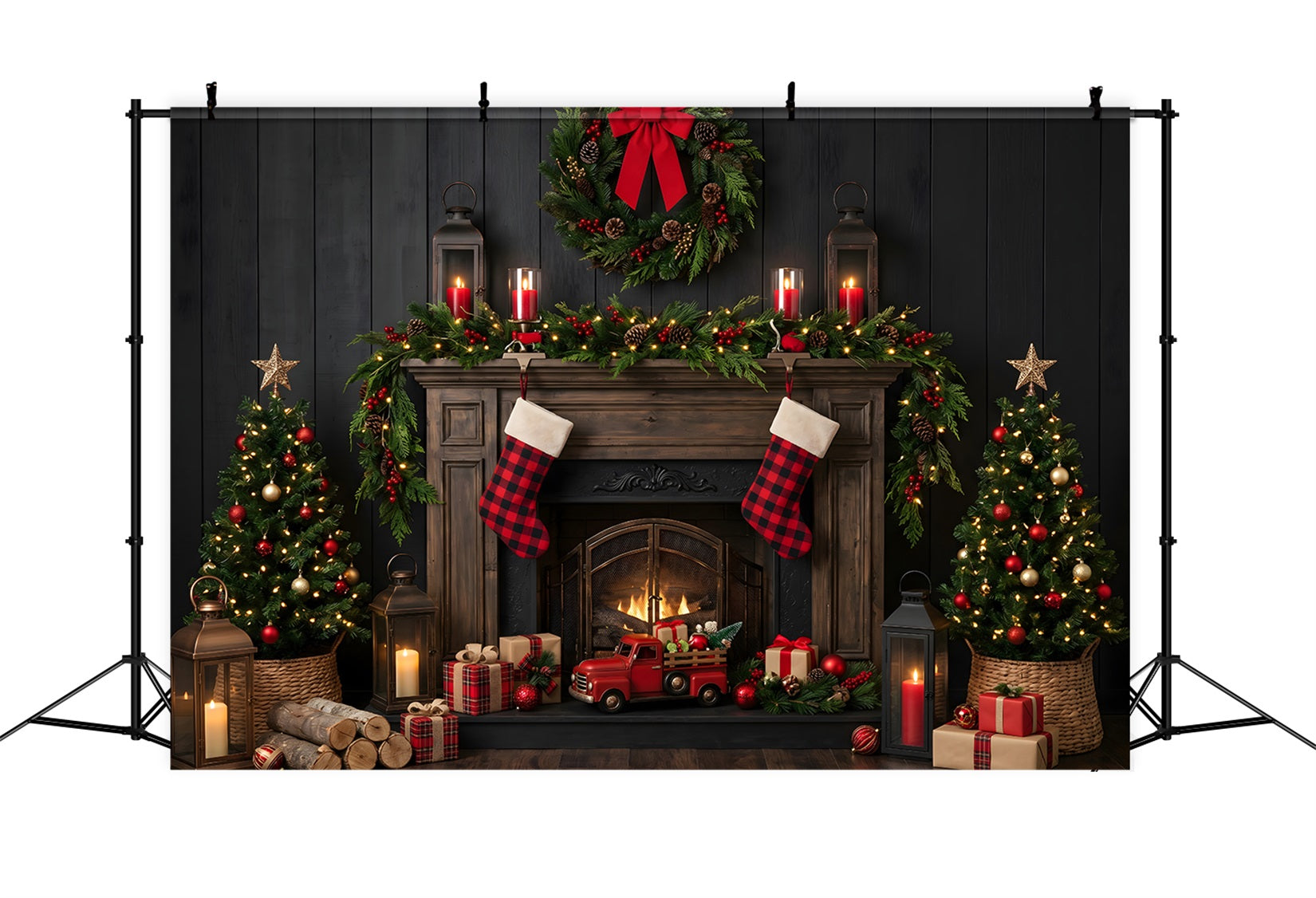 Buffalo Plaid Kamin Szene Truck Strümpfe Winter CEM65-170