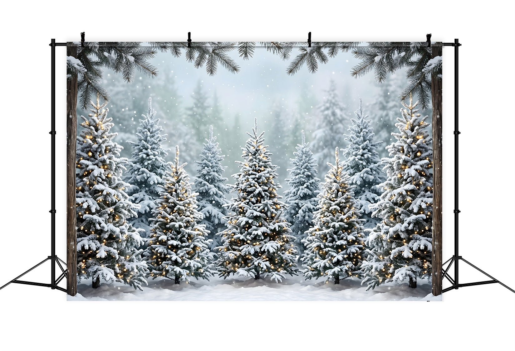 Winter Wald Szene Schnee Tanne warmes Licht Fotobox CEM65-182