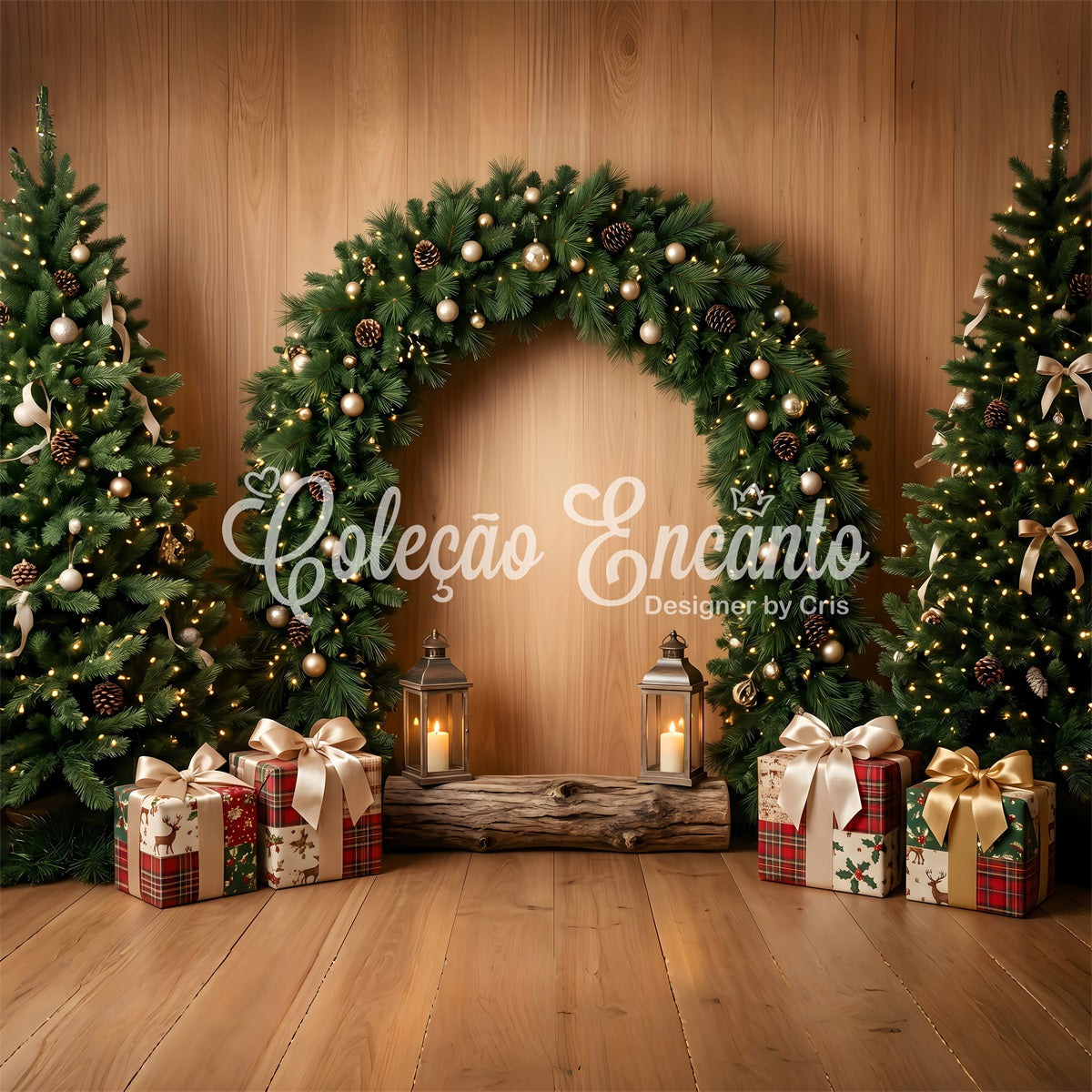 DIY Winter Fotohintergrund Wald Kiefer Bogen Geschenk Szene Fotografie CEM65-194