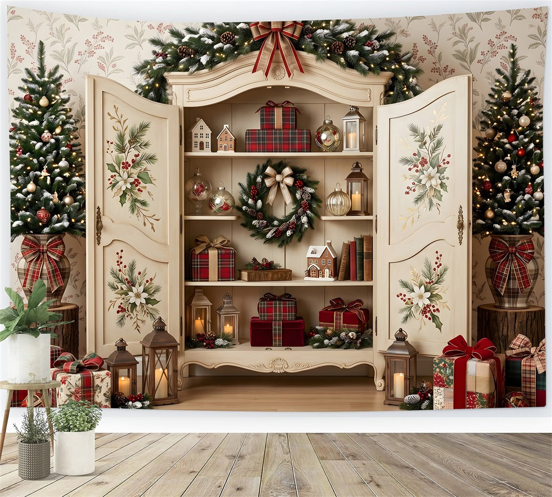 Offener Schrank Szene Blumen Geschenk Winter CEM65-200