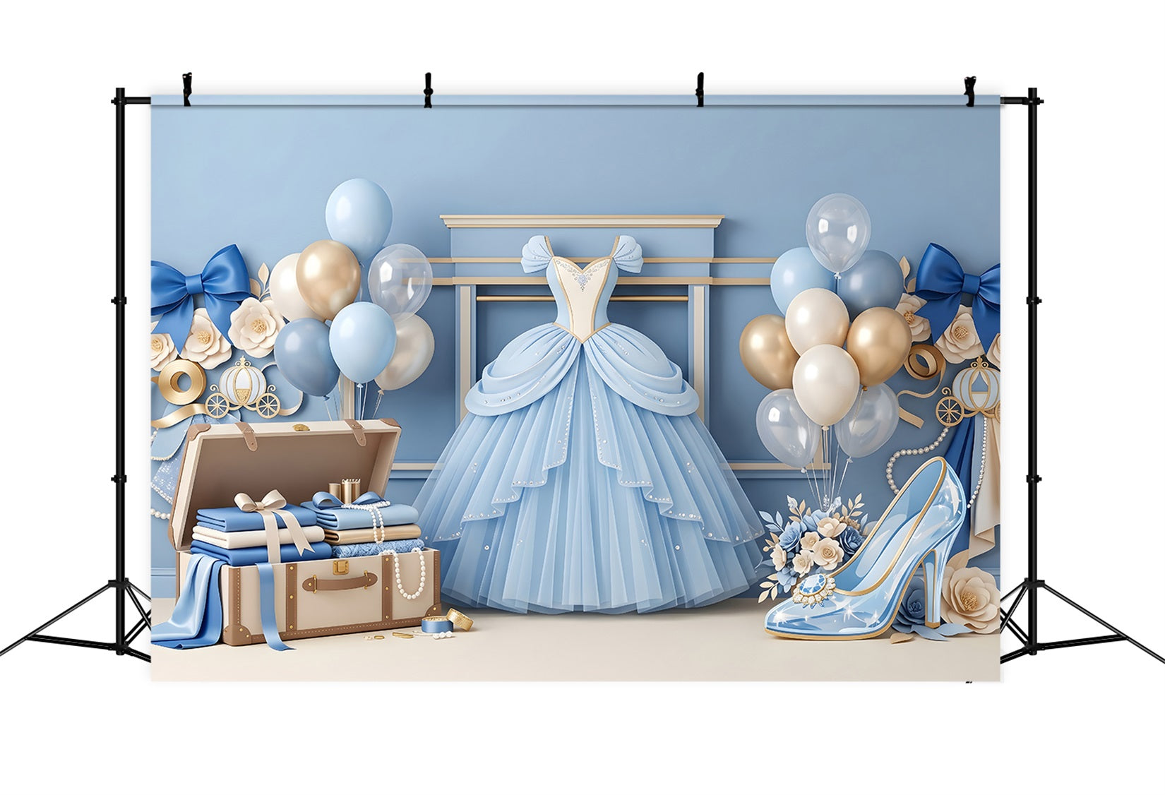 Blaues Prinzessinnenkleid Ballon Baby Fotohintergrund Kinder Kulisse CEM65-3