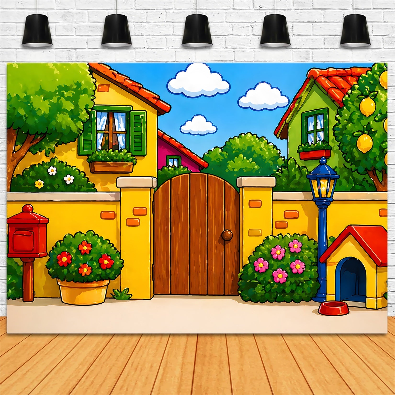 Cartoon Garten Haustiere Baby Fotohintergrund Kinder Fotokulisse CEM65-4