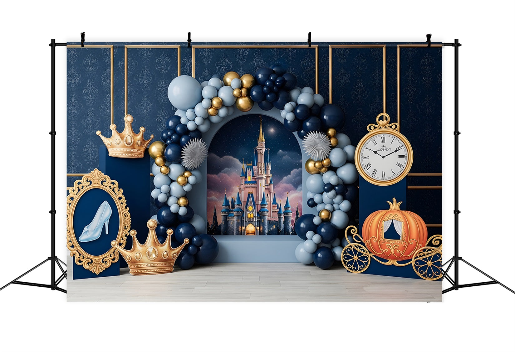 Baby Fotohintergrund Mitternacht Schloss Krone Kutsche Kinder Kulisse CEM65-46