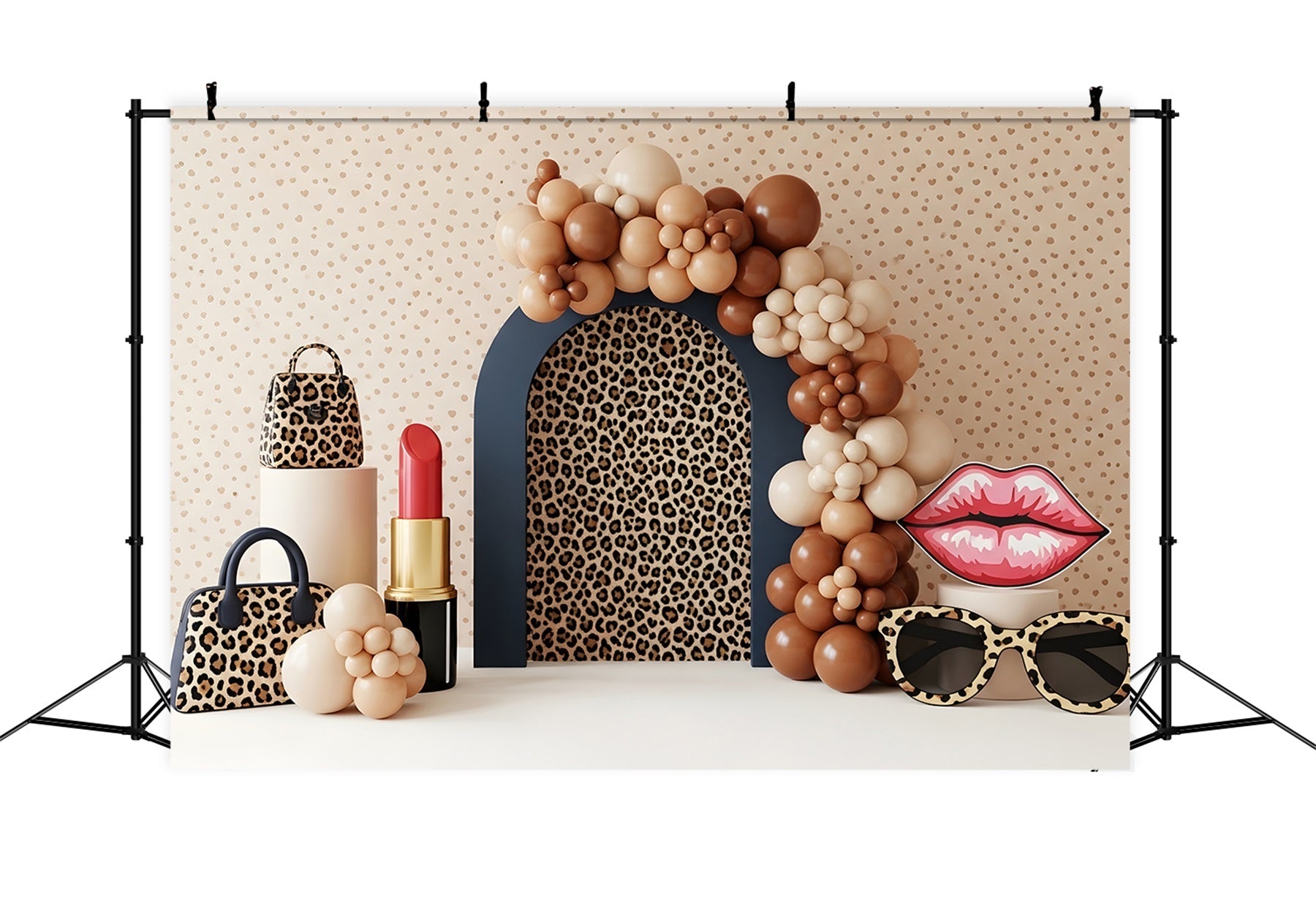 Baby Fotohintergrund Leopard Mode Lippenstift Ballonbogen Kinder Hintergrund CEM65-47