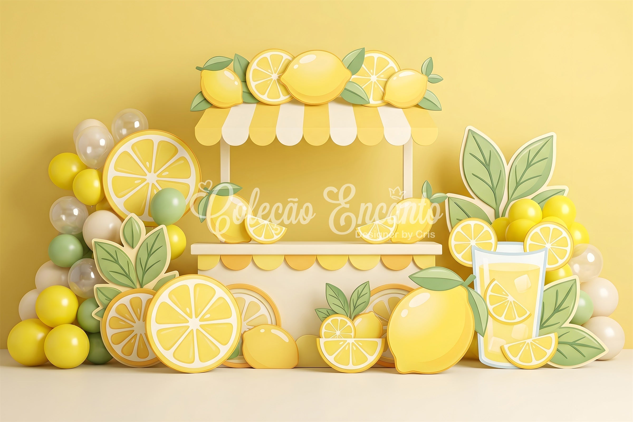Baby Fotohintergrund Limonadenstand Zitrus Ballons Kinder Kulisse CEM65-57