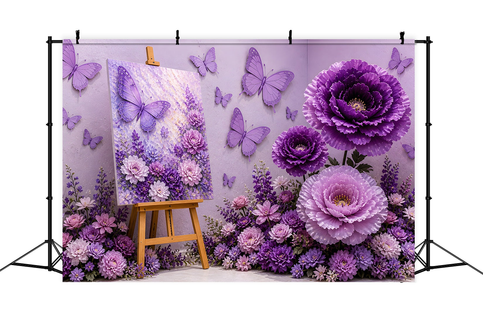 Lila Schmetterling Blumen Baby Fotohintergrund Kinder Fotokulisse CEM65-6