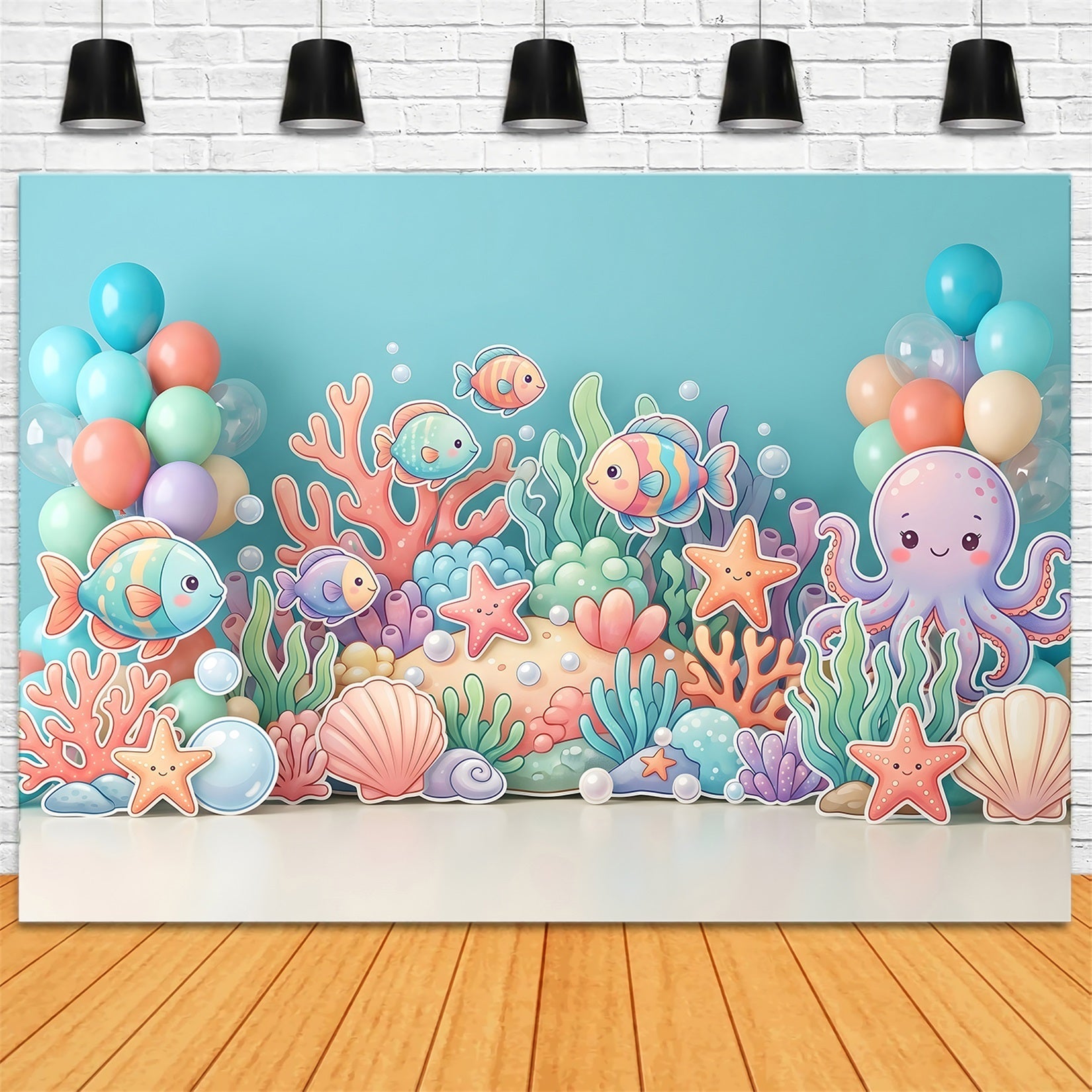 Baby Fotohintergrund Ozean Fische Oktopus Korallen Kinder Kulisse CEM65-67