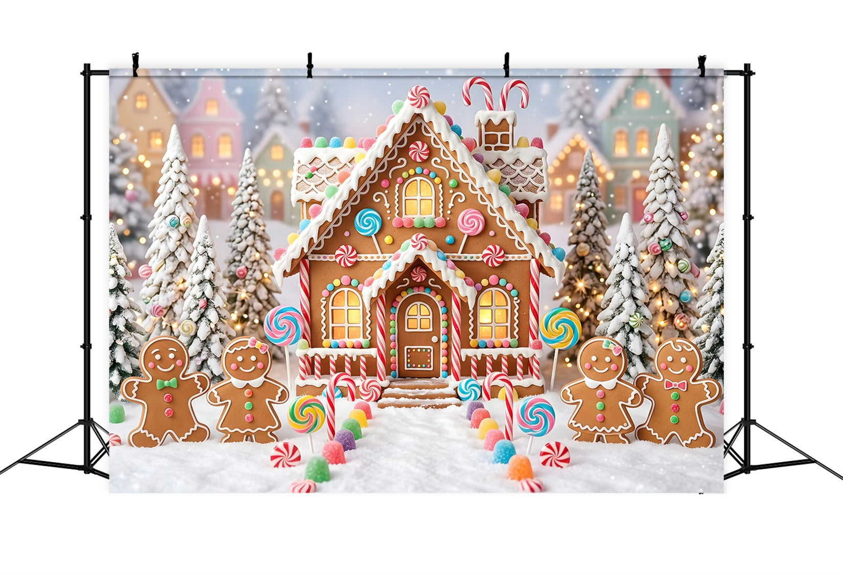 Festliche Candy Lebkuchen Dorf Schnee Weg Winter Kulisse CEM65-95