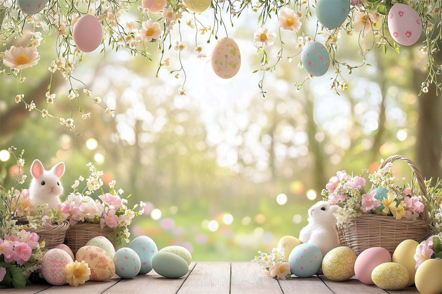 Ostern Backdrops Ei Floral Wreath Backdrop CJJ-162