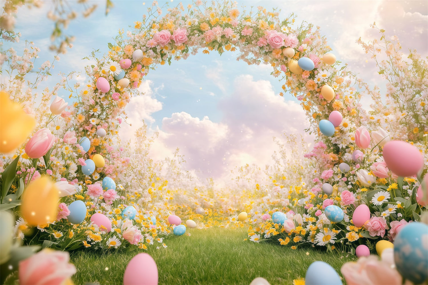 Ostern Fotohintergrund Fantasy Arch Floral Backdrop CJJ-163
