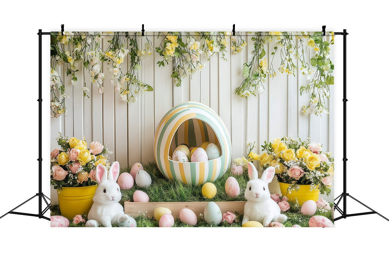 Ostereier-Hintergrundkulisse Floral Bunny Egg Celebration Backdrop CJJ-168