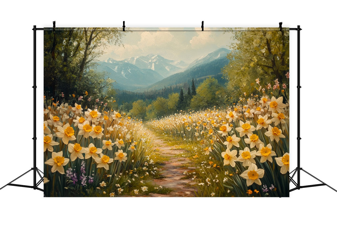Narzisse Backdrop Bergpfad Wildblumen Backdrop CJJ2-12