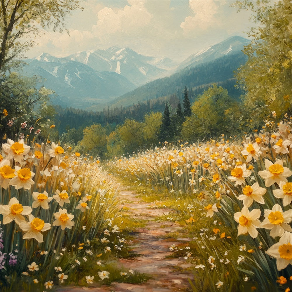 Narzisse Backdrop Bergpfad Wildblumen Backdrop CJJ2-12