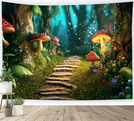 Fantasy Forest Hintergrundkulisse Glühender Pilzpfad Hintergrundkulisse CJJ2-120