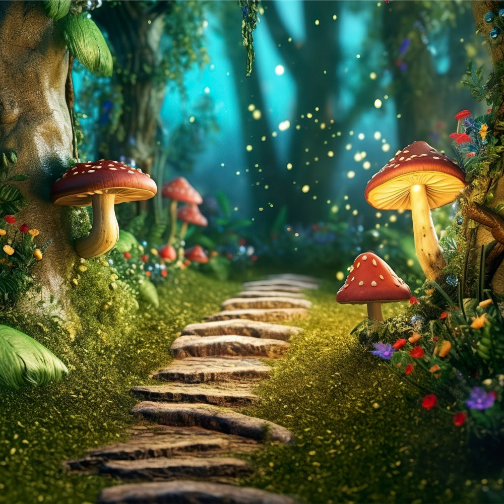 Fantasy Forest Hintergrundkulisse Glühender Pilzpfad Hintergrundkulisse CJJ2-120