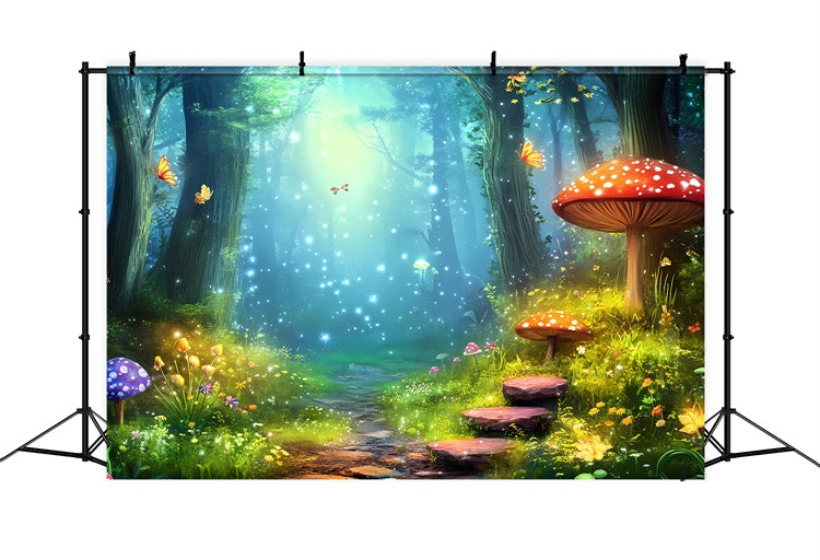 Fairy Tale Forest Backdrop Magische Schmetterlinge Pilze Backdrop CJJ2-124