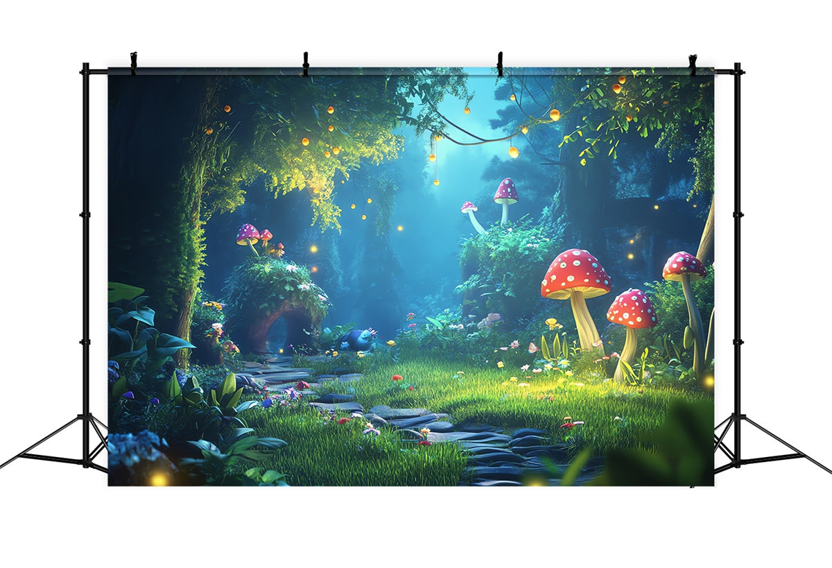 Fantasy Forest Backdrop Verträumter Pilz-Leuchtpfad Backdrop CJJ2-126