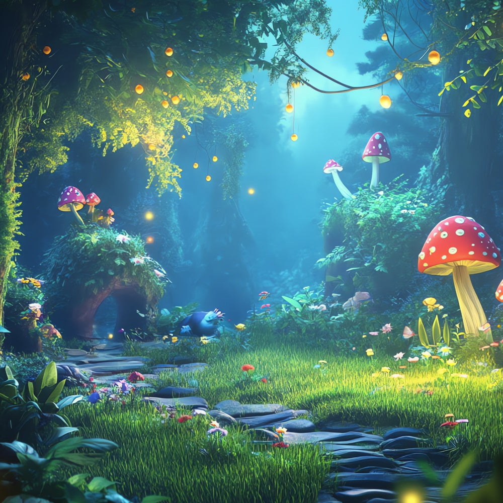 Fantasy Forest Backdrop Verträumter Pilz-Leuchtpfad Backdrop CJJ2-126