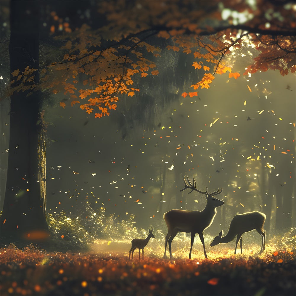 Herbst Wald Hintergrund Herbst Sonne beleuchtet Wald Hirsch Hintergrund CJJ2-138