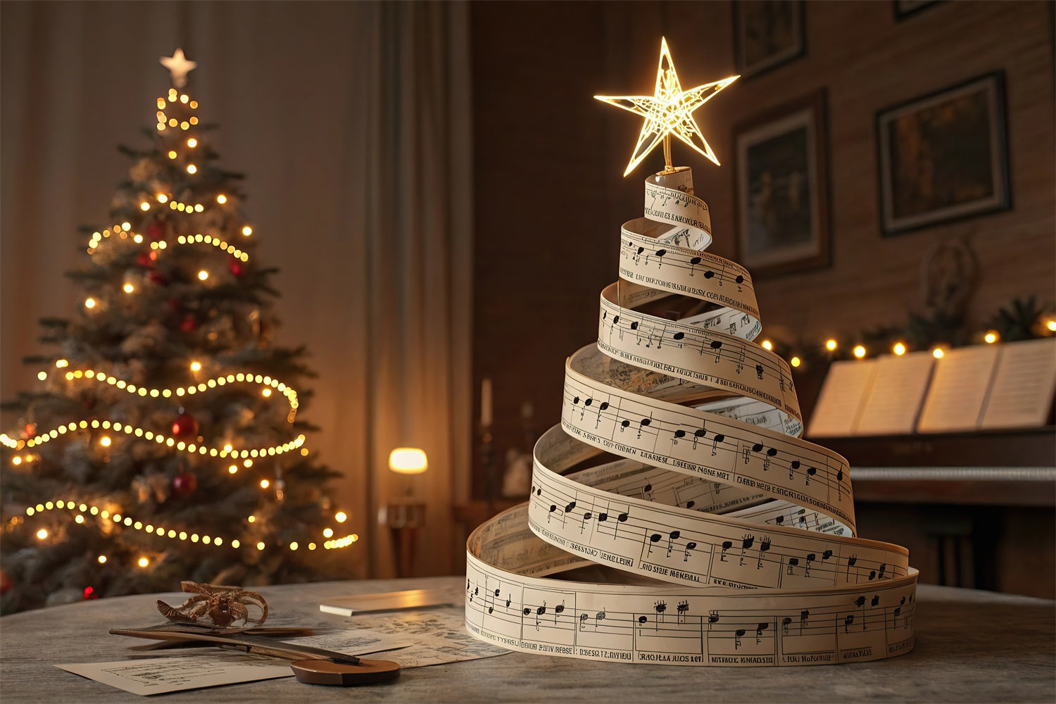 Freude an der Welt Backdrop Weihnachtsbaum Noten Backdrop CJJ2-14