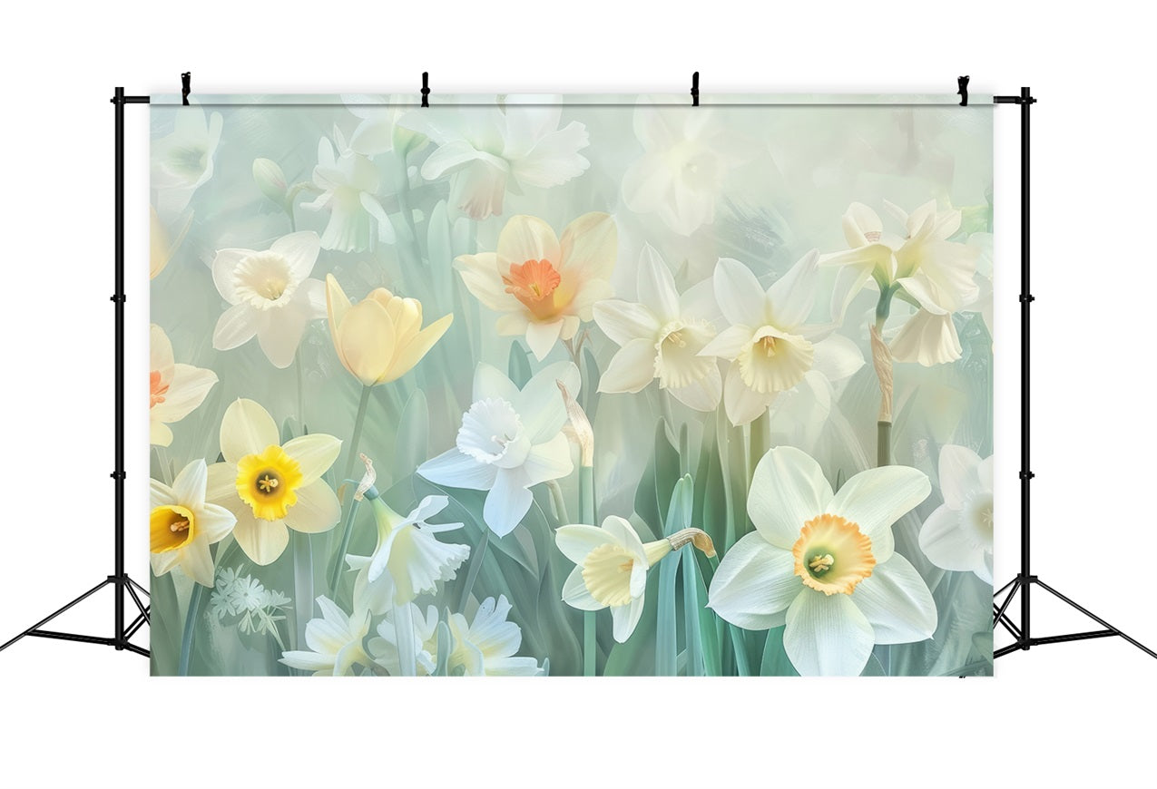Narzisse Backdrop Gelbe Weiße Blumen Backdrop CJJ2-2