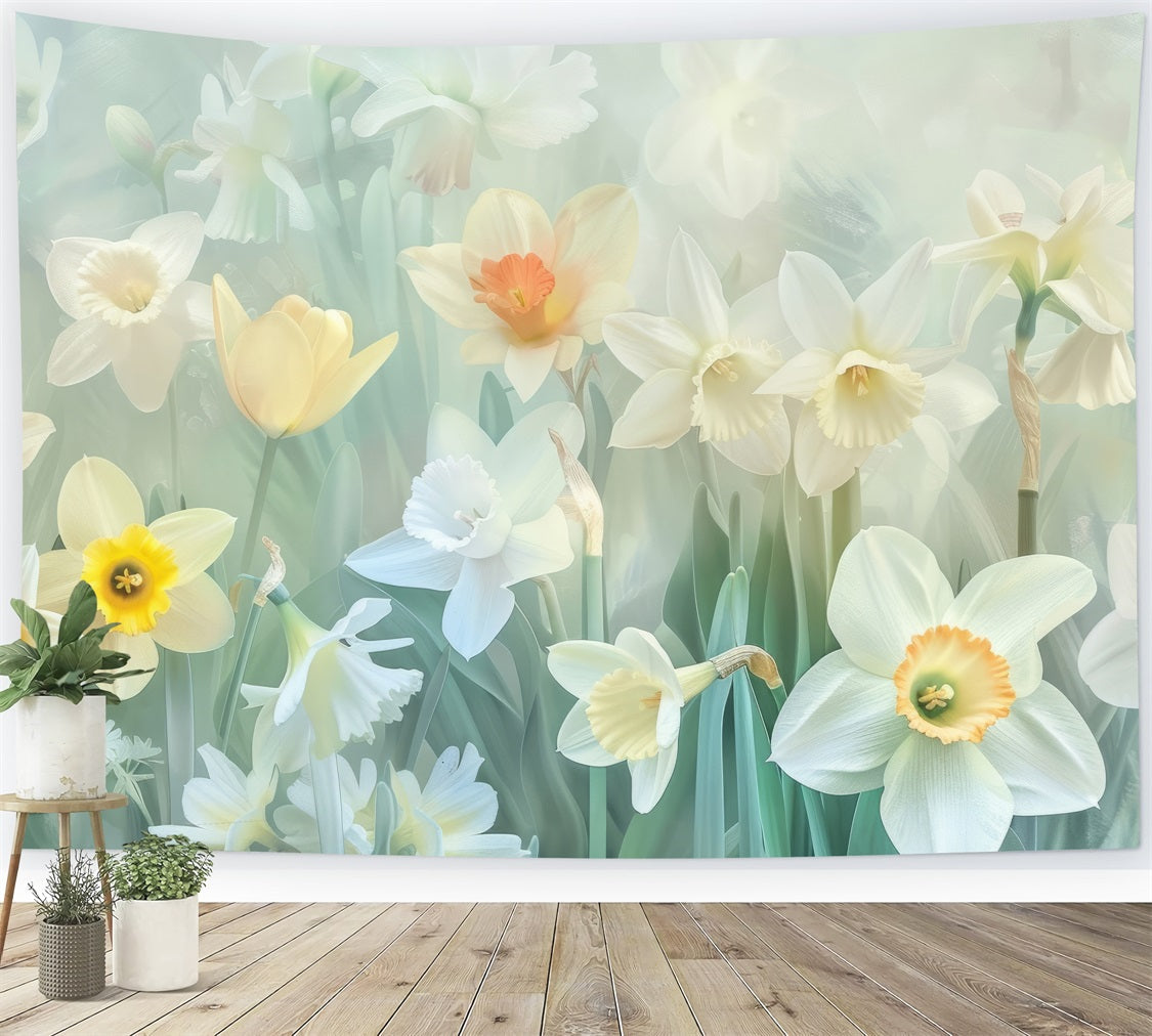 Narzisse Backdrop Gelbe Weiße Blumen Backdrop CJJ2-2