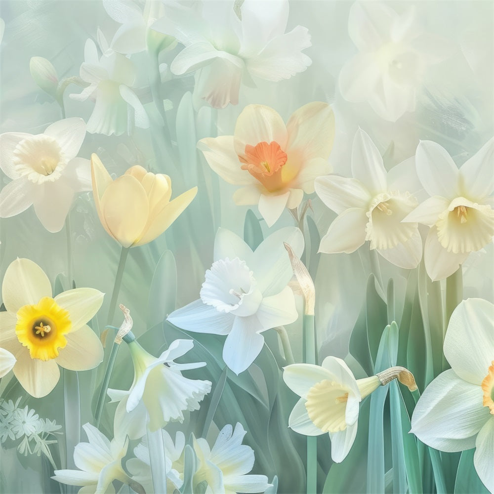 Narzisse Backdrop Gelbe Weiße Blumen Backdrop CJJ2-2