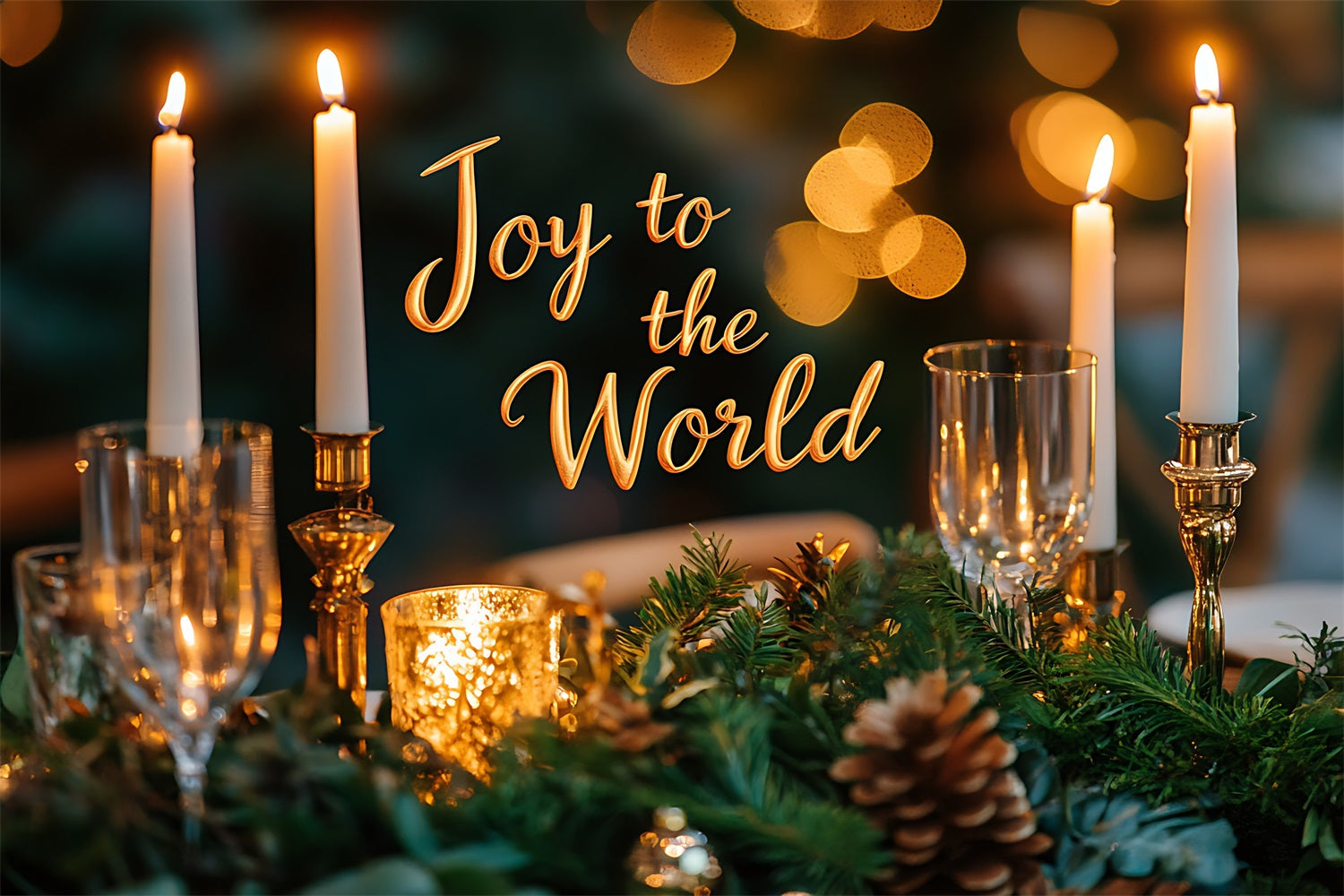 Freude an der Welt Backdrop Goldener Kerzenschein Weihnachten Backdrop CJJ2-20