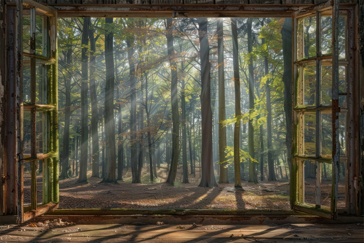 Wald Hintergrund Ideen Vintage Hütte Fenster Sonnenstrahlen Hintergrund CJJ2-31