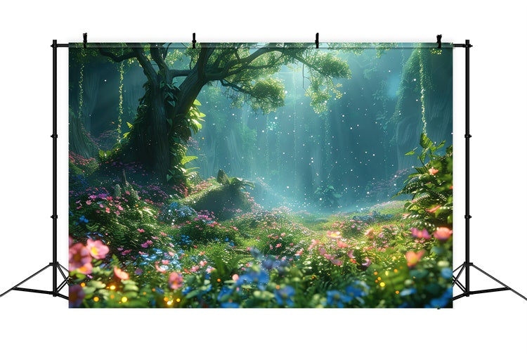 Fantasie Wald Hintergrund funkelnde Wildblume verträumt Hintergrund CJJ2-35