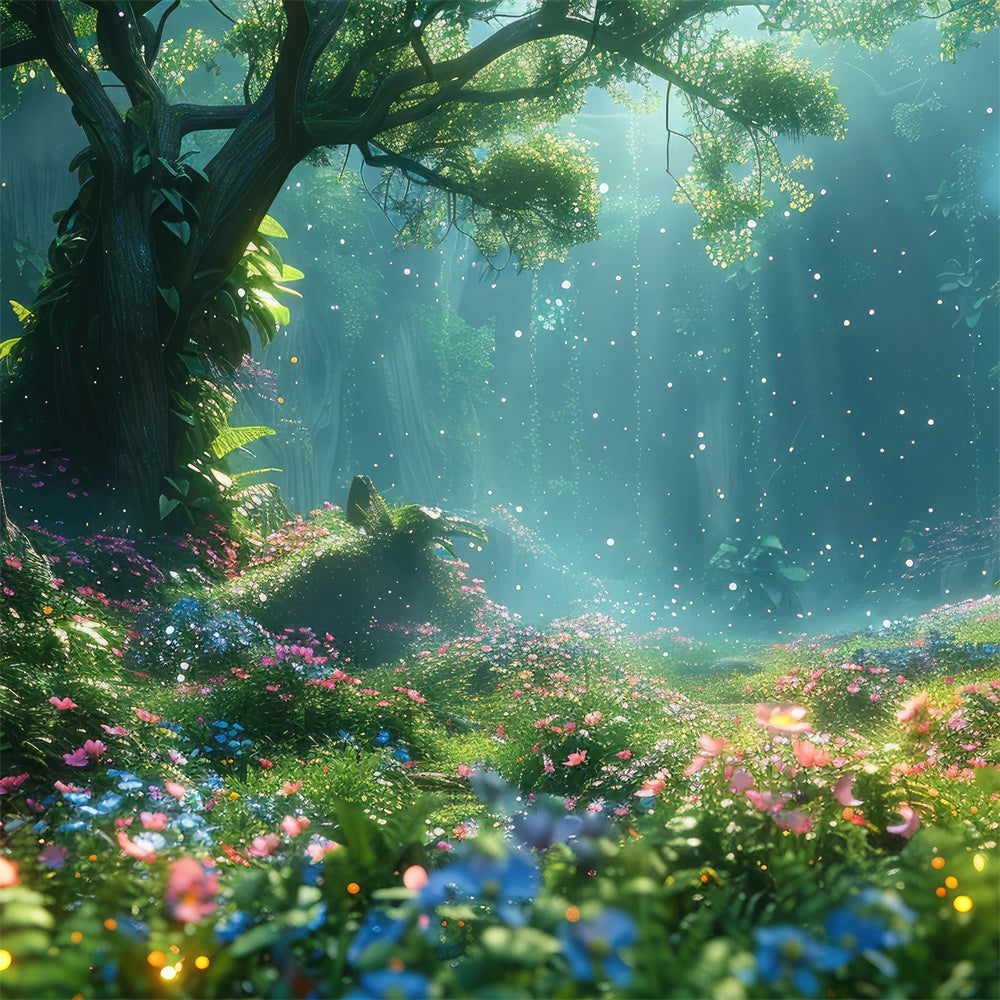 Fantasie Wald Hintergrund funkelnde Wildblume verträumt Hintergrund CJJ2-35